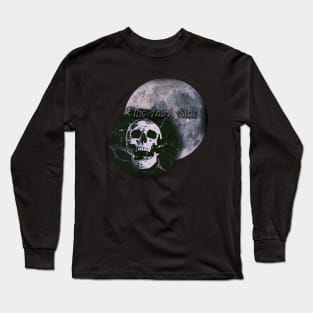 Halloween, aesthetics, skull, devil, ghost, spooky, creepy, skeleton, moon, marble, butterfly, retro, vintage, gothic, horror, dark side Long Sleeve T-Shirt